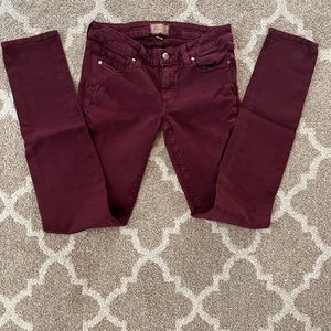 Paige Burgundy Stretch Jeans